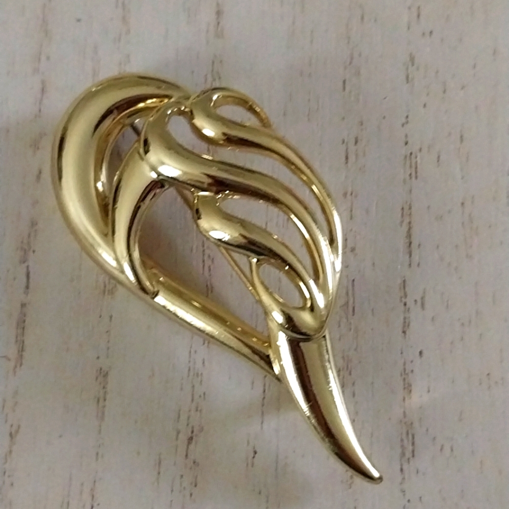 Vintage AJC Gold-tone Abstract Open Work Brooch